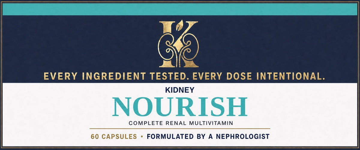 Kidney Nourish label: Every ingredient tested. Every dose intentional.